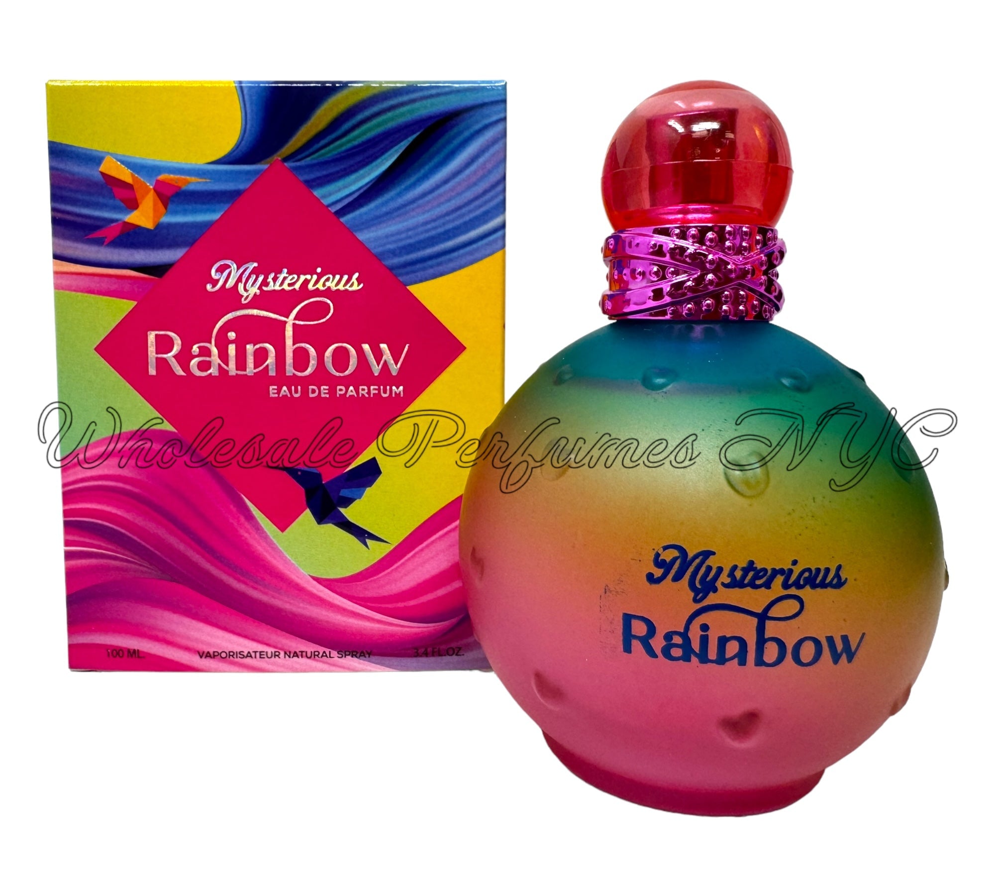 Mysterious Rainbow for Women Eau de Parfum Spray, 3.4oz bottle with vibrant packaging.