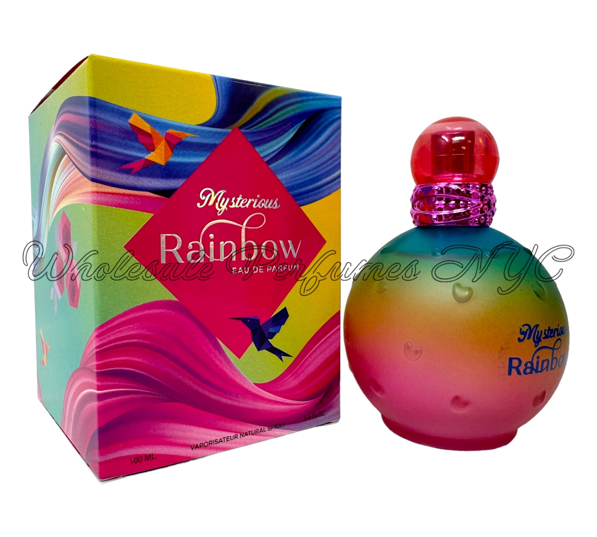 Mysterious Rainbow for Women Eau de Parfum Spray, 3.4oz bottle with vibrant packaging.