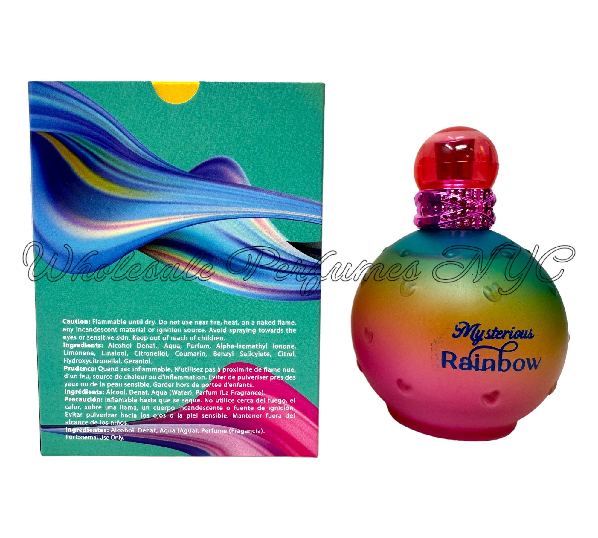 Mysterious Rainbow for Women Eau de Parfum Spray, 3.4oz bottle with vibrant packaging.