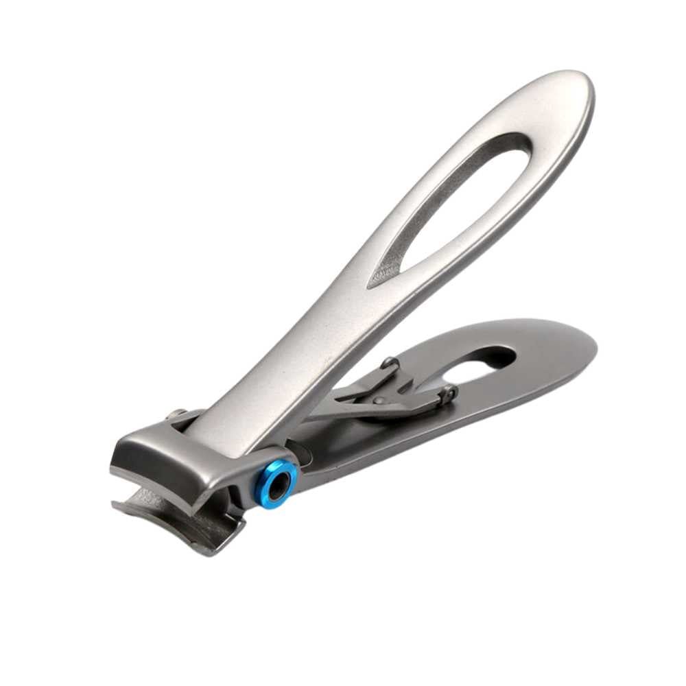 A premium Nail Clipper Set featuring two clippers for fingers and toes, a nail file, and a sleek metal case in black and silver colors.