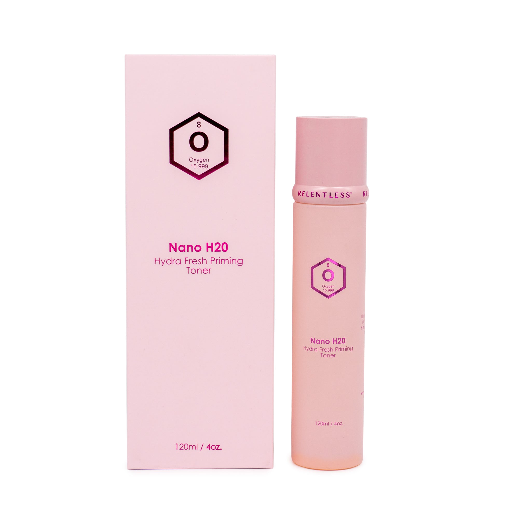 Nano H20 Priming Toner 120 ml bottle with a refreshing mist spray, designed for skin hydration and pH balance.