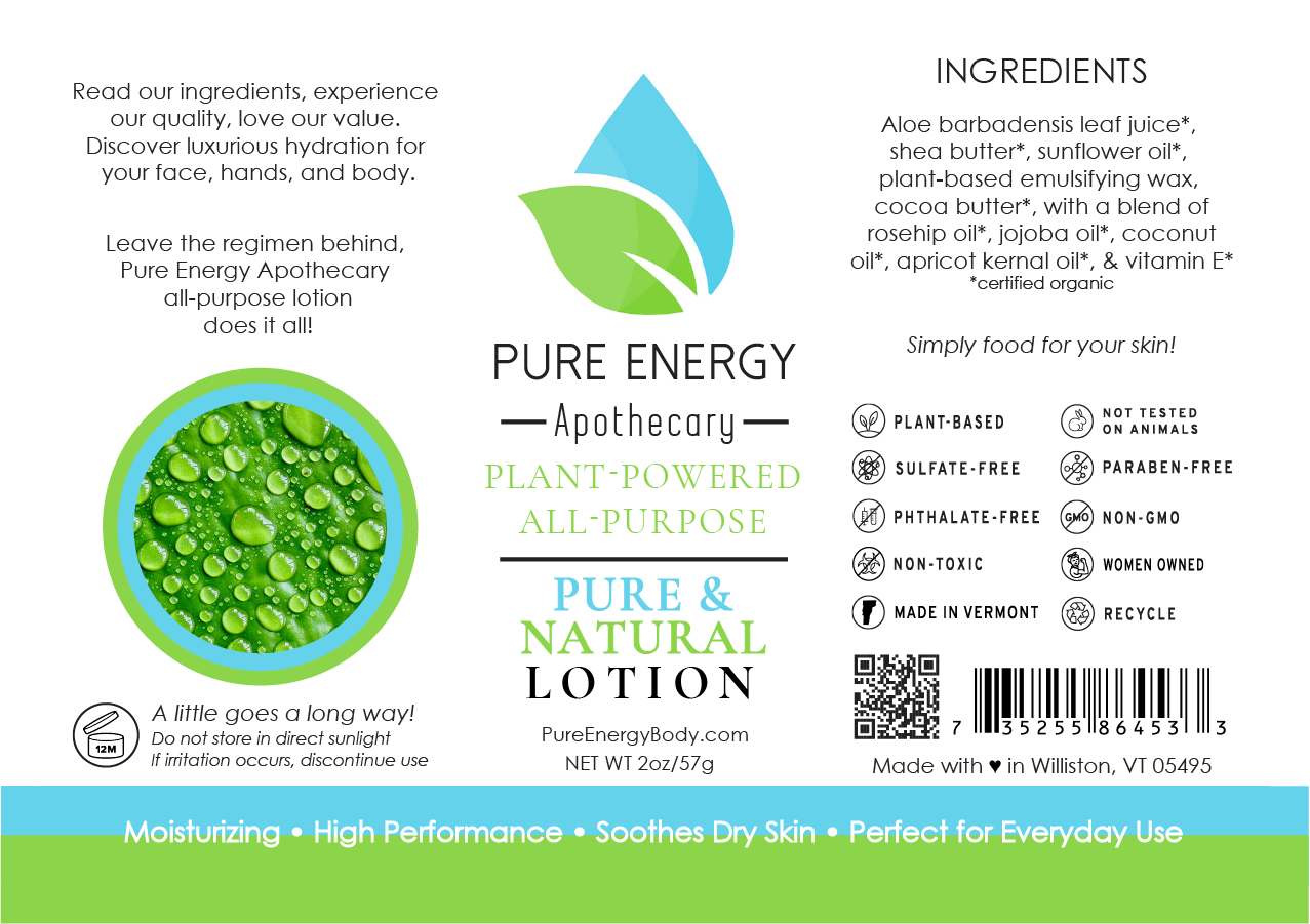 Natural All Purpose Lotion 2 Oz bottle with a clean, minimalist design showcasing its pure and natural ingredients.