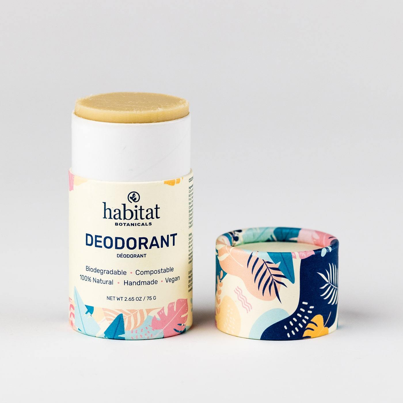 Natural Deodorant in Coconut Vanilla, eco-friendly packaging, cruelty-free ingredients, handmade in Canada.