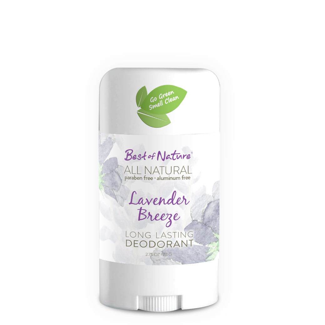 Natural Deodorant - Lavender Breeze in eco-friendly packaging, featuring a lavender scent and natural ingredients.