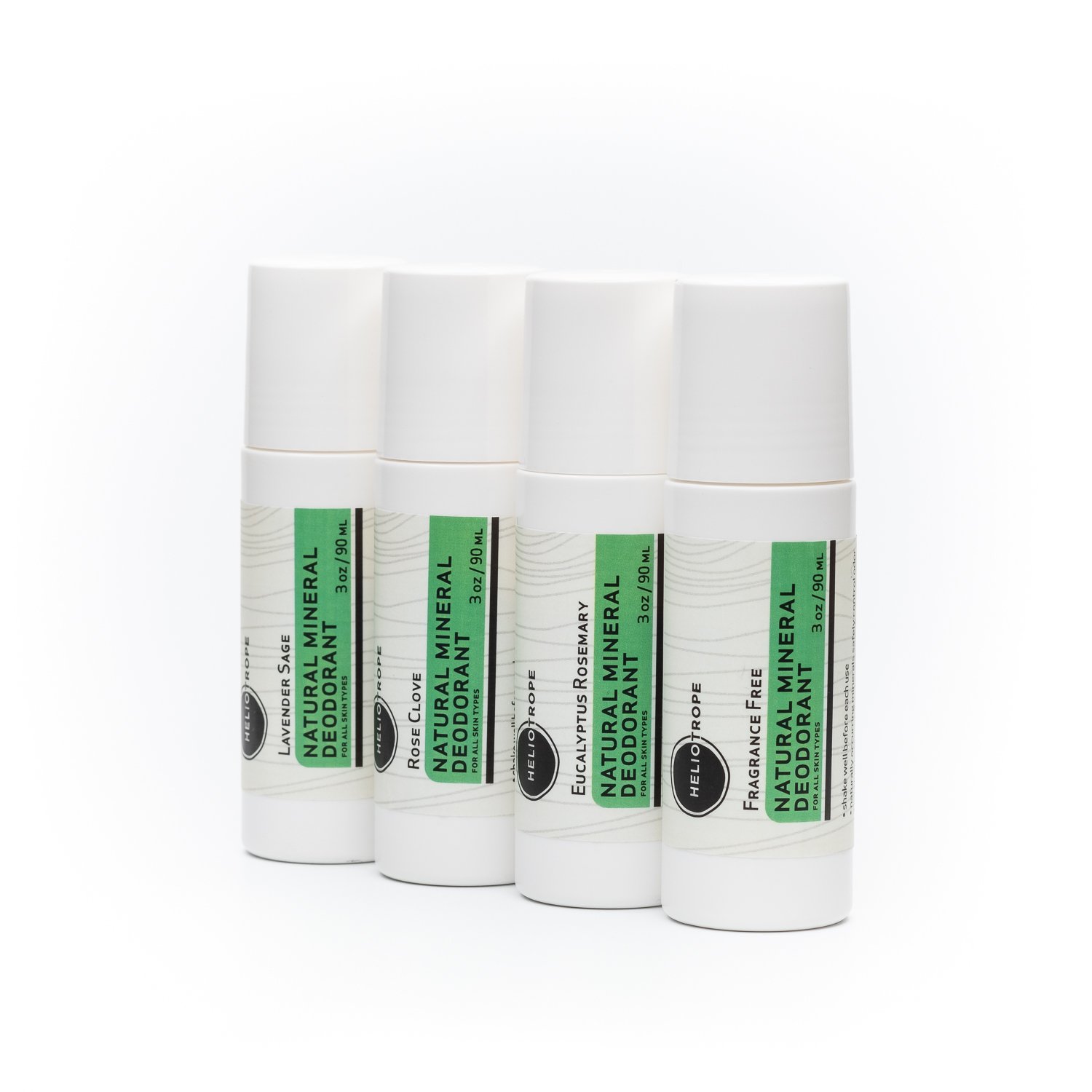 Natural Mineral Deodorant in a 3 oz roll-on bottle, showcasing its eco-friendly packaging and natural ingredients.