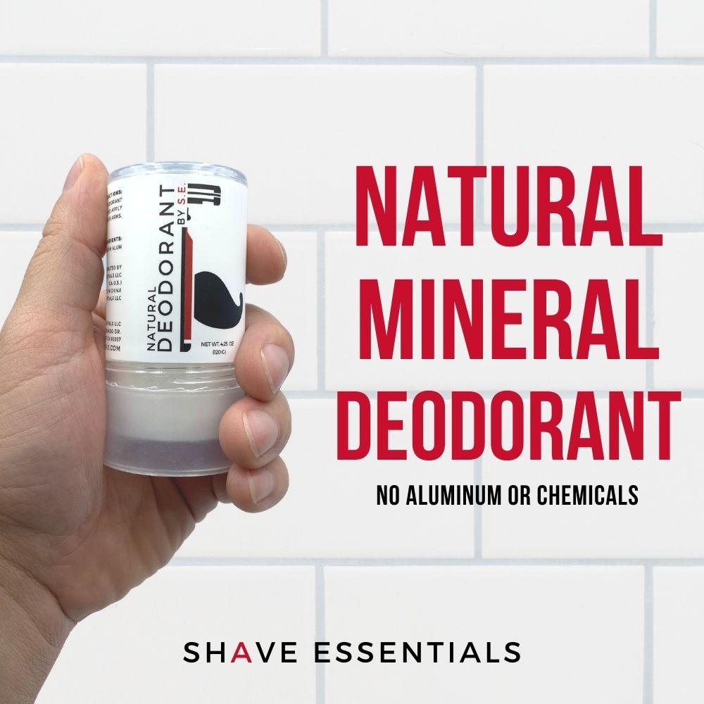 Natural Mineral Deodorant stick with a sleek design, showcasing its pure mineral salt ingredient and eco-friendly packaging.