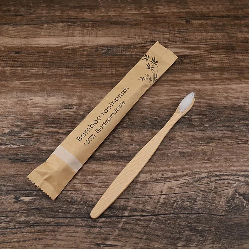 Natural Wood Toothbrush made from bamboo with soft bristles, ideal for eco-conscious users.