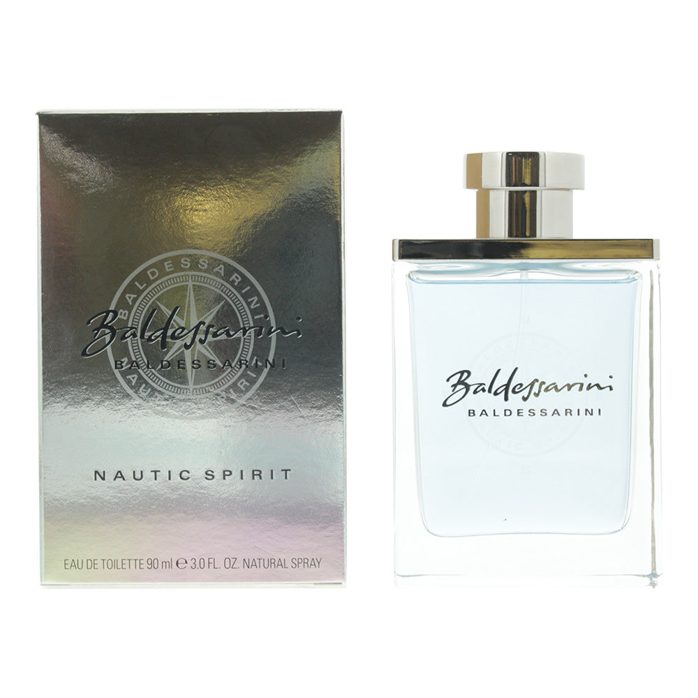 Baldessarini Nautic Spirit Eau de Toilette bottle with elegant design, showcasing a refreshing marine fragrance.