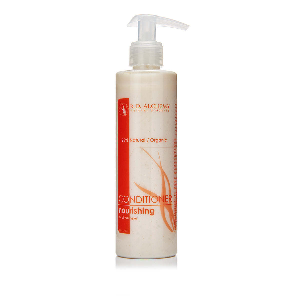 A bottle of Nourishing Conditioner with a sleek design, showcasing its 8 fl oz size, perfect for revitalizing hair.