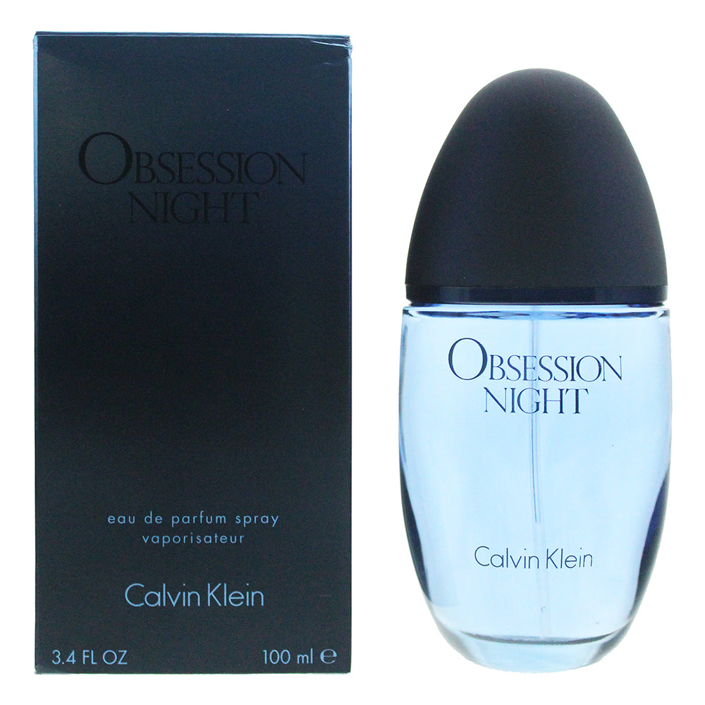 Calvin Klein Obsession Night Eau de Parfum bottle with elegant design and dark hues, symbolizing allure and sophistication.