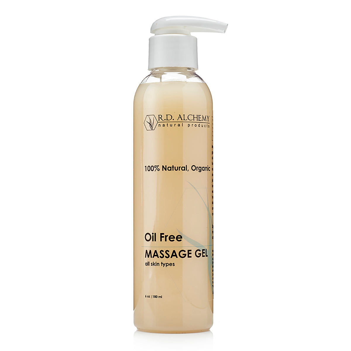 A bottle of Oil Free Massage Gel designed for oily to normal skin types, featuring a lightweight and non-greasy formula for effortless massages.