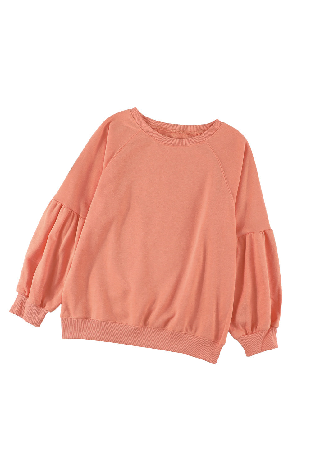 Orange pullover sweatshirt with patchwork raglan sleeves, showcasing a trendy and stylish design suitable for casual wear.