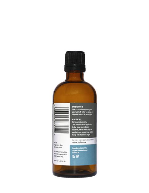 100ml bottle of Organic Argan Oil with a label indicating it's pure and certified organic.