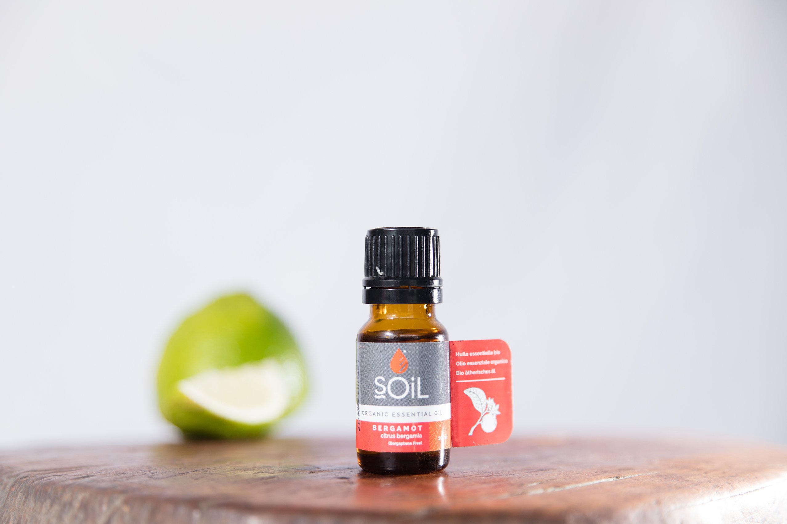 10ml bottle of Organic Bergamot Essential Oil with a refreshing citrus aroma, ideal for aromatherapy and skin-safe applications.