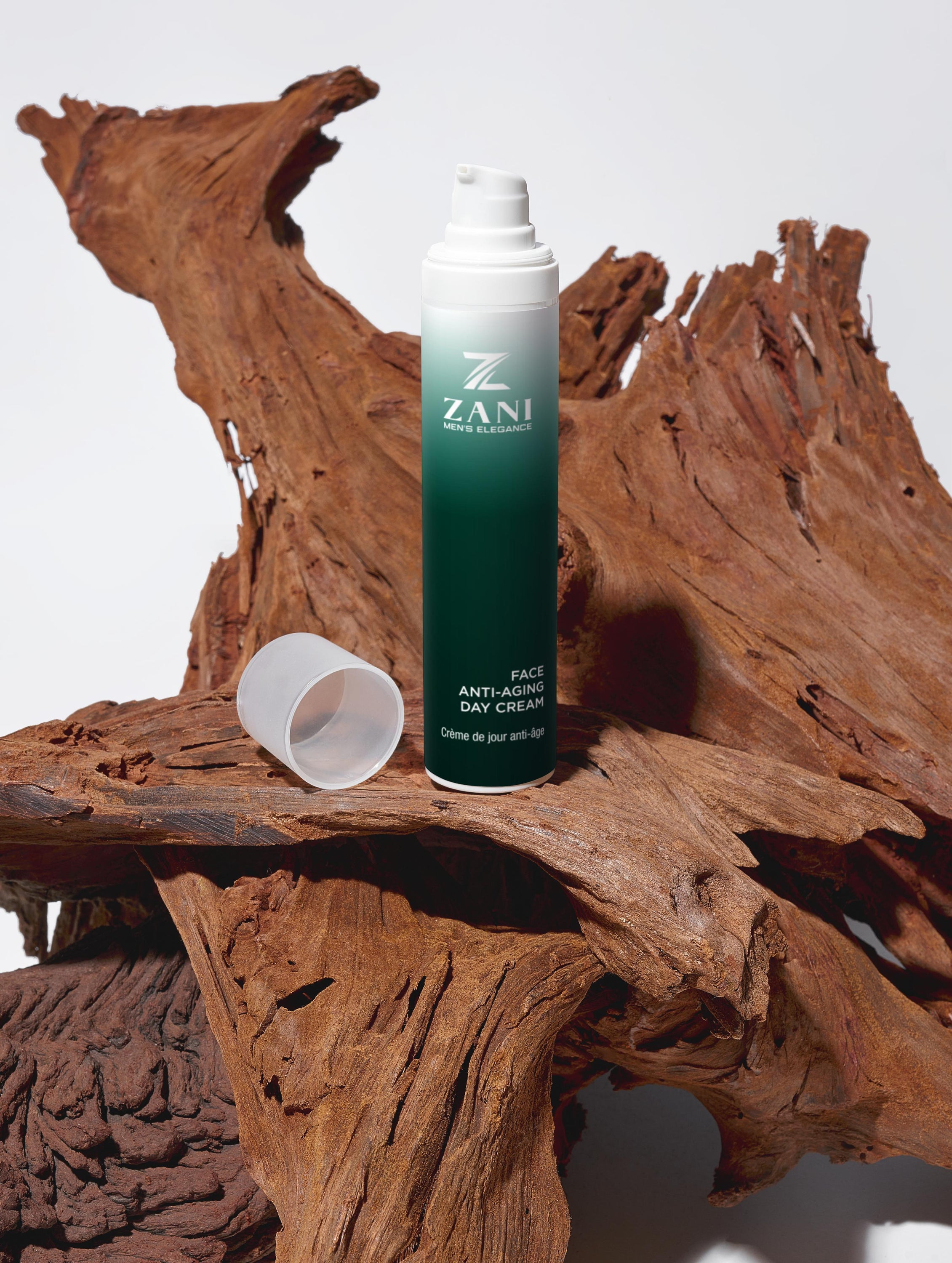 Zani Organic Face Anti-Aging Day Cream in a sleek container, showcasing its natural ingredients and elegant design.