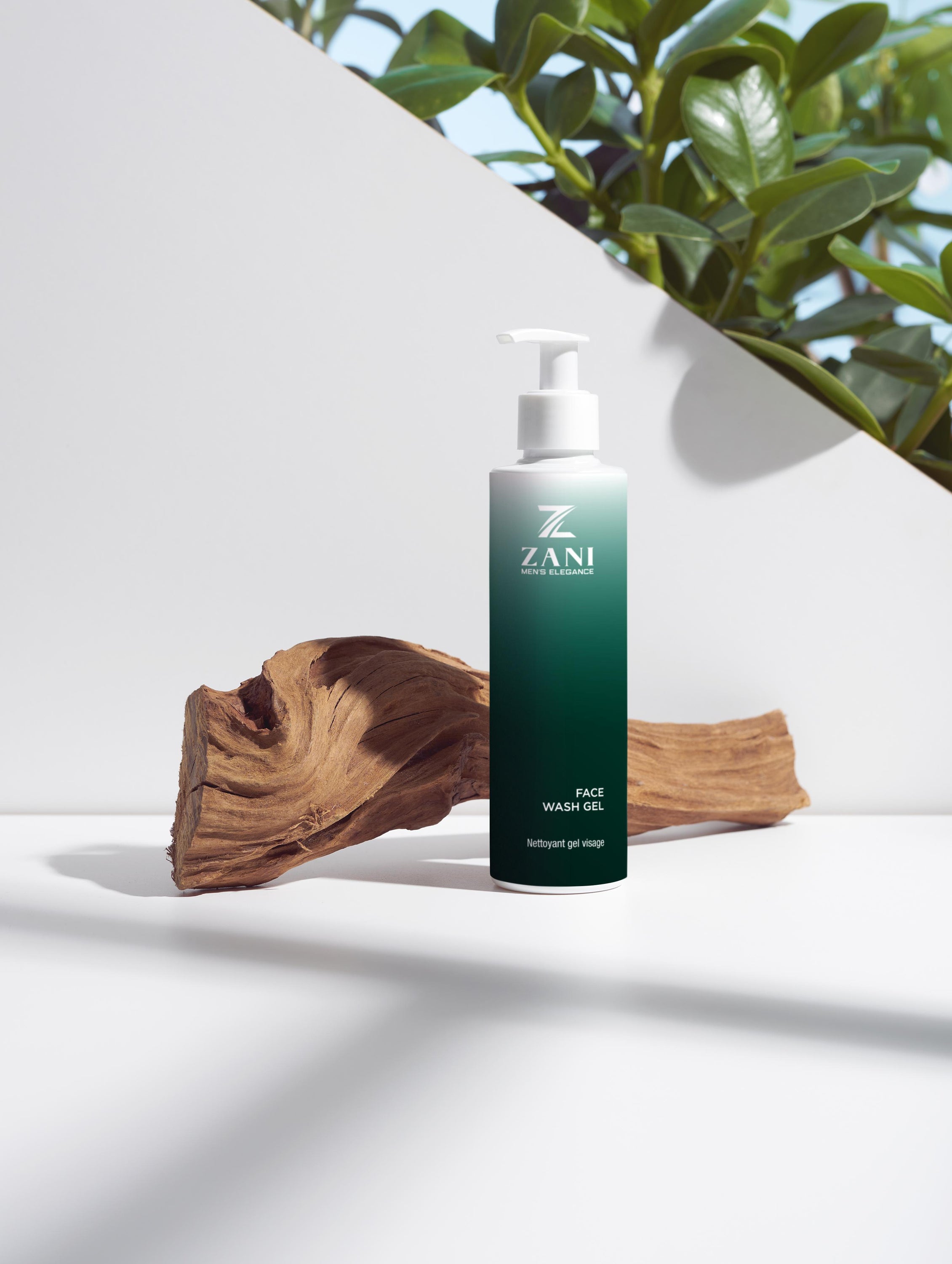 Organic Face Wash Gel for men, featuring a clear texture and refreshing citrus scent, designed for active lifestyles.