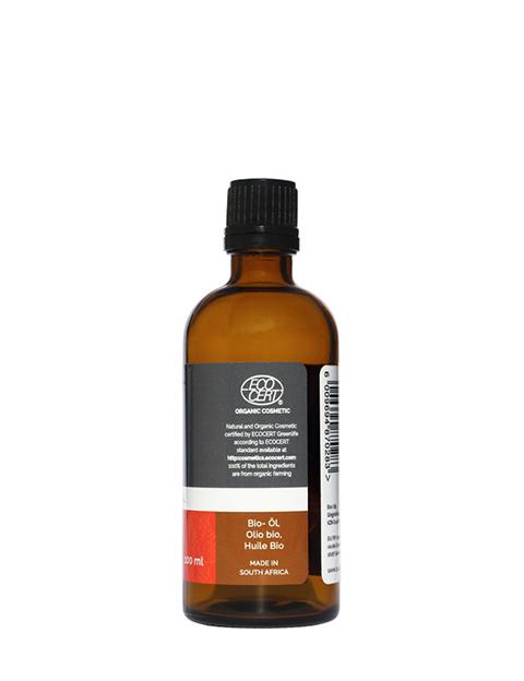 A 100ml bottle of Organic Macadamia Nut Oil, showcasing its elegant design and purity, ideal for skincare and massage.