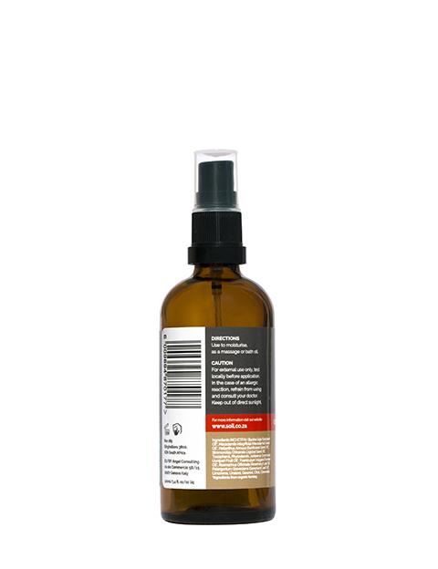 A 100ml bottle of Organic Toning Blended Oil featuring a blend of essential oils for detox and relaxation.