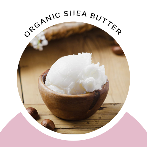 A jar of Organic Whipped Body Butter, showcasing its creamy texture and natural ingredients, perfect for moisturizing dry skin.