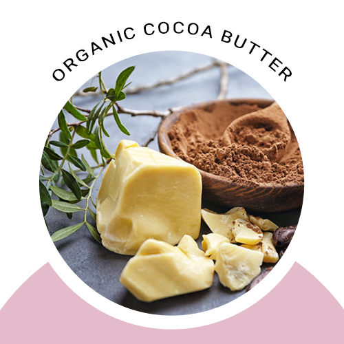 A jar of Organic Whipped Body Butter with a creamy texture, surrounded by natural ingredients like shea and cocoa butter.