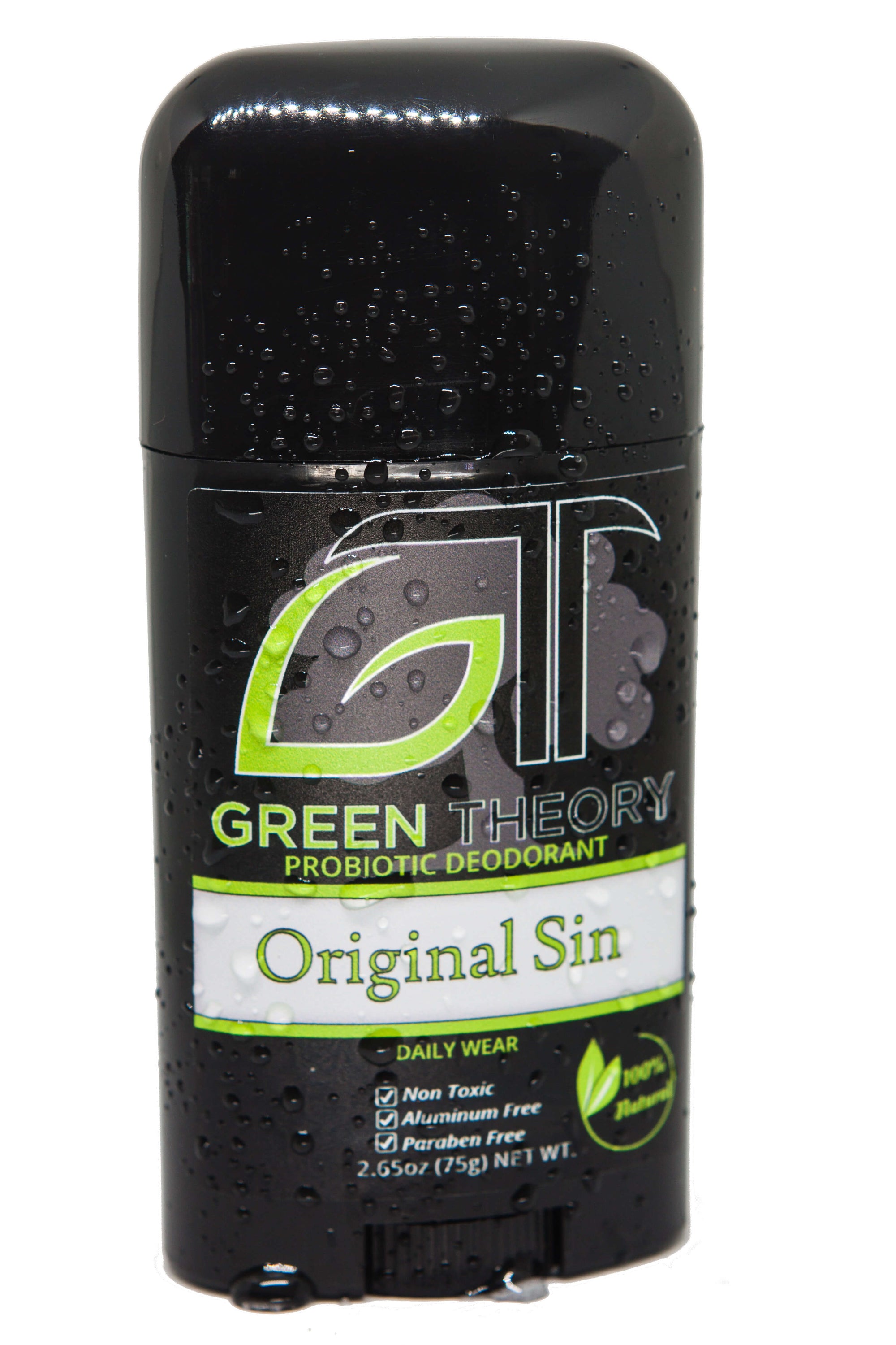 Original Sin Probiotic Natural Aluminum Free Deodorant stick with a sleek design, showcasing its natural ingredients and essential oils.