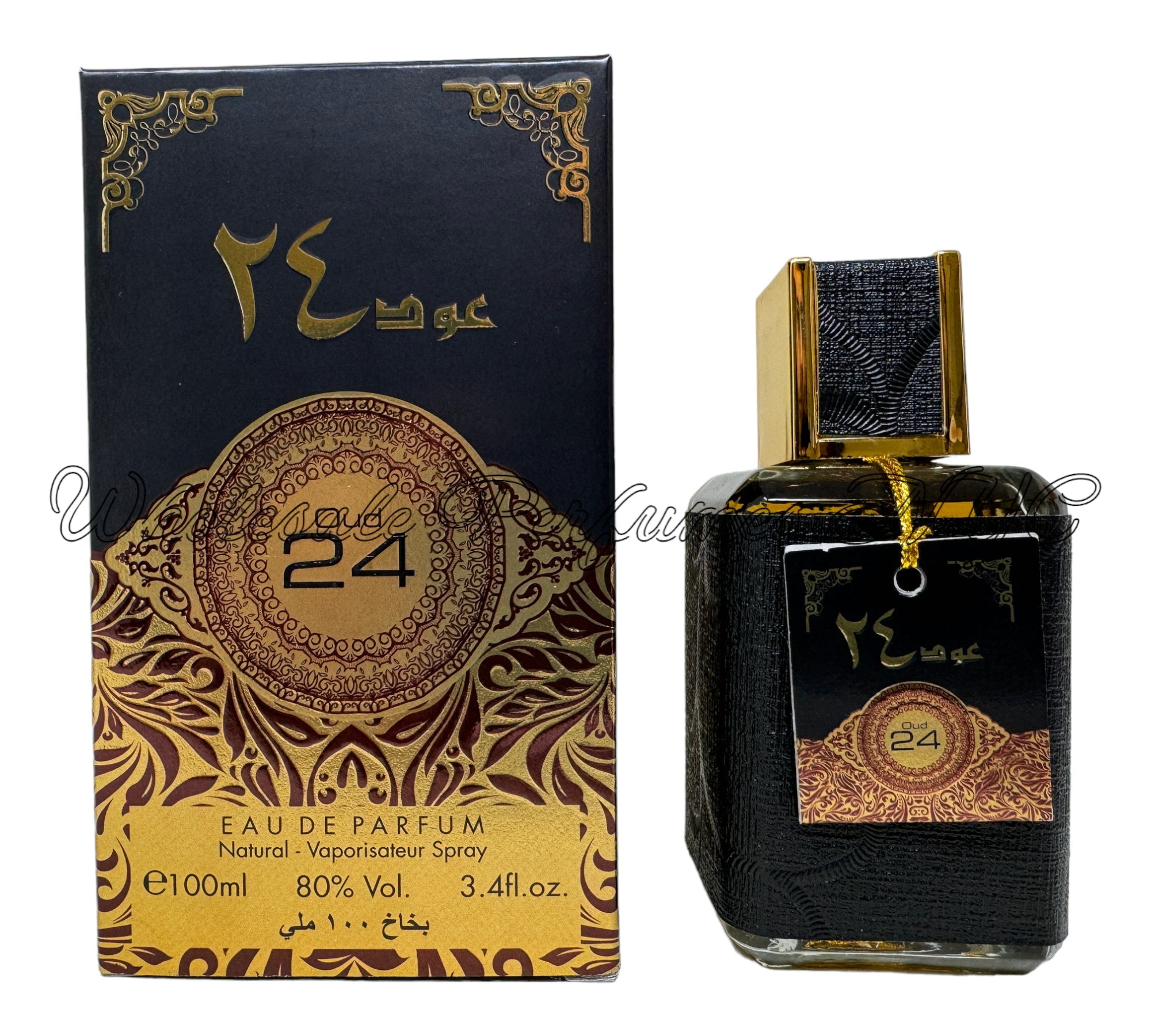 Oud 24 for Men by Al Sheikh, a luxurious 3.4oz Eau de Parfum bottle showcasing an elegant design.