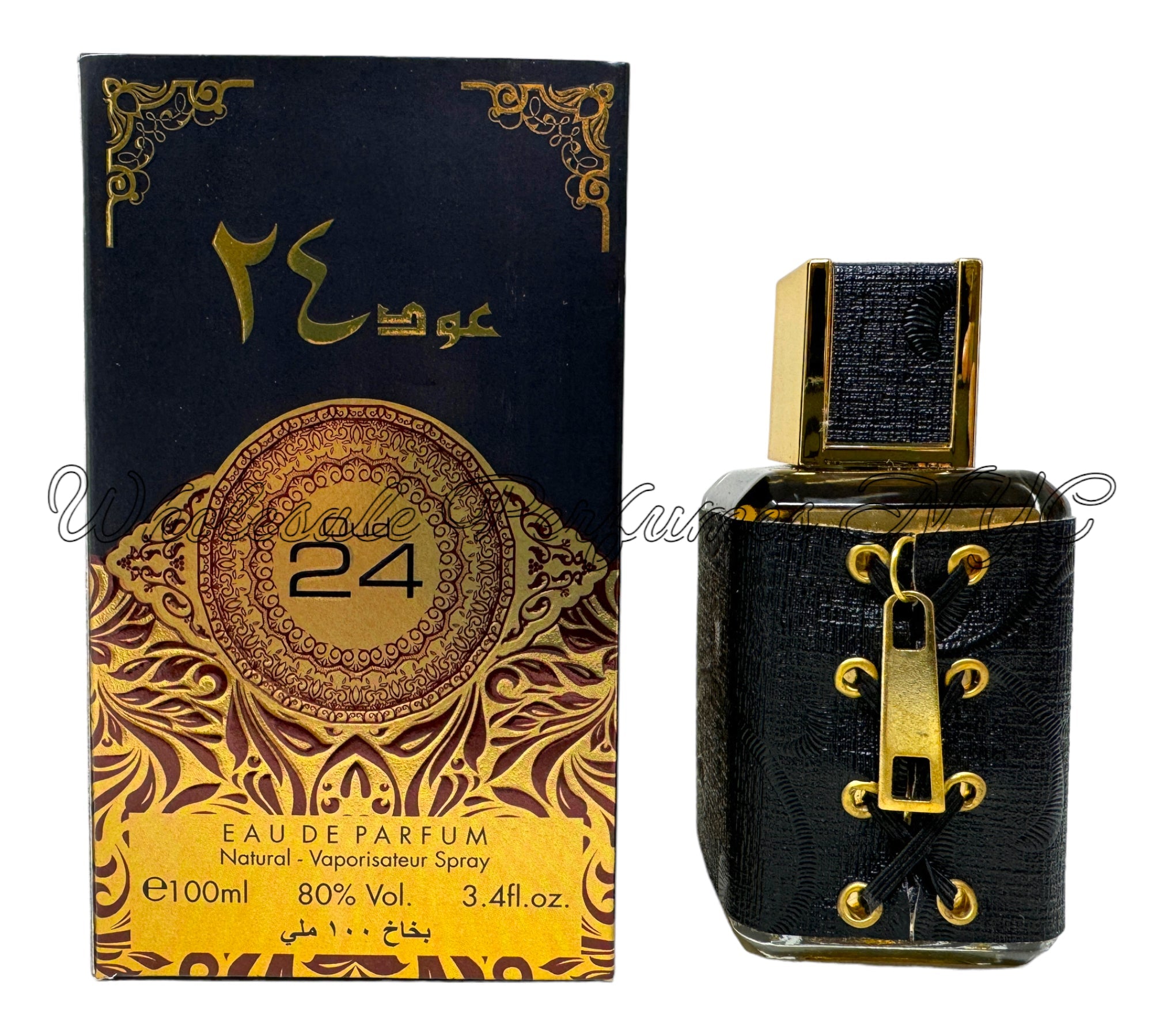 Oud 24 for Men by Al Sheikh, a luxurious 3.4oz Eau de Parfum bottle showcasing an elegant design.