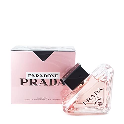 Prada Paradoxe Eau de Parfum bottle elegantly displayed with a sophisticated design.