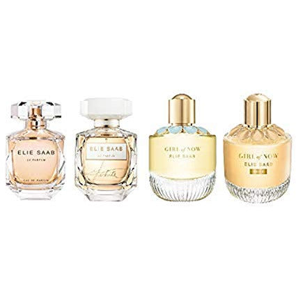 Elie Saab Parfum Mini Gift Set featuring four elegant mini perfume bottles in luxurious packaging.