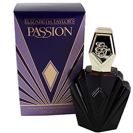 Elizabeth Taylor Passion Eau de Toilette bottle with elegant design, showcasing its floral and fruity essence.