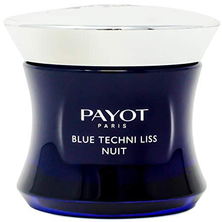 Payot Blue Techni Liss Nuit Regenerating Balm in a sleek jar, showcasing its rich texture and luxurious packaging.