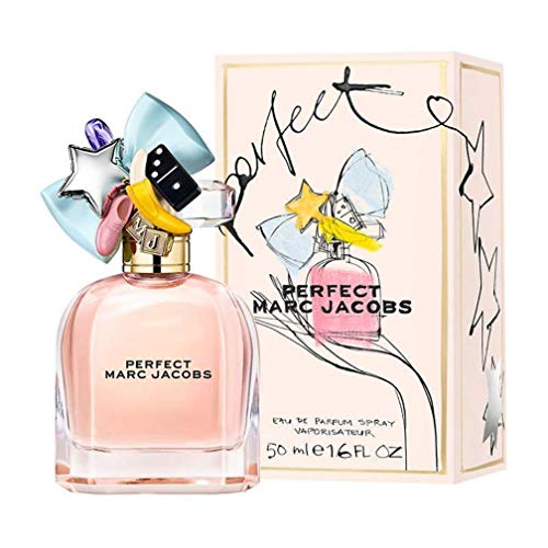 Perfect Eau de Parfum by Marc Jacobs in a stylish bottle with playful charms, showcasing its elegant design.