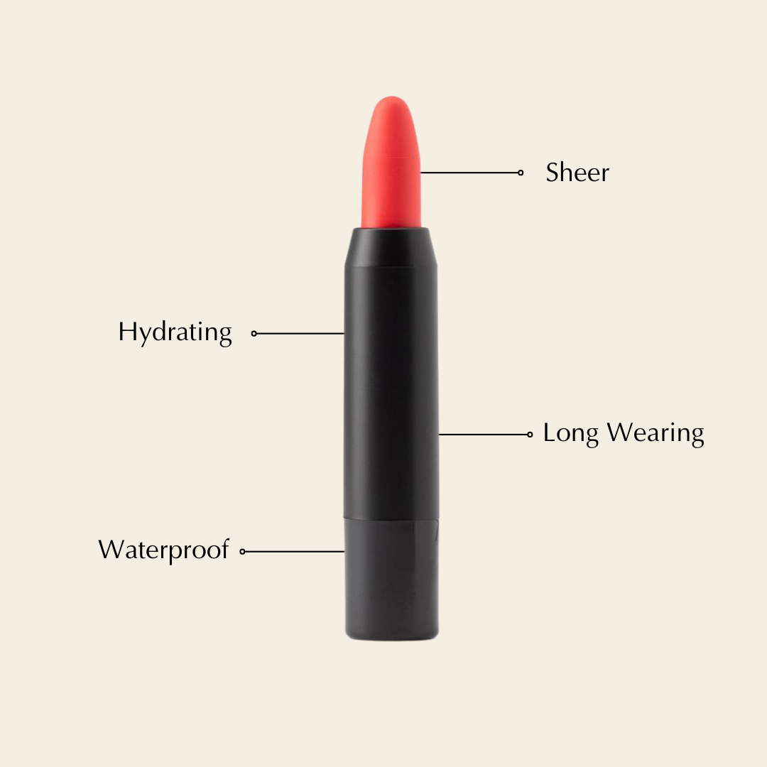 Perfect Lip Crayon Hydrating Lip Pencil showcasing its creamy texture and vibrant color options in a sleek twist-up design.