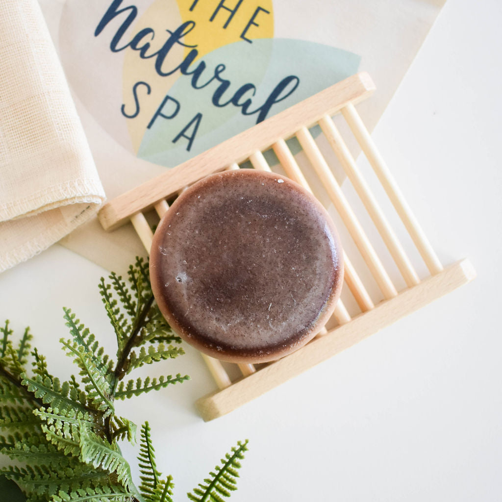 Pine and Cedar Solid Conditioner bar, eco-friendly hair care product, featuring natural ingredients and a unique design.