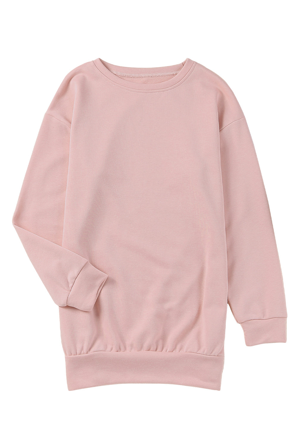 A stylish pink crew neck sweatshirt featuring slit buttons, designed for comfort and a relaxed fit, suitable for all body types.