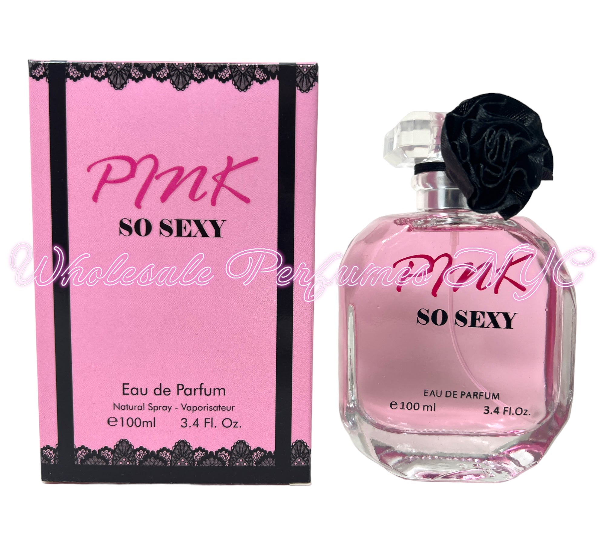 A stylish bottle of Pink So Sexy Eau de Parfum for Women by Urban Collection, showcasing its elegant design and vibrant pink color.