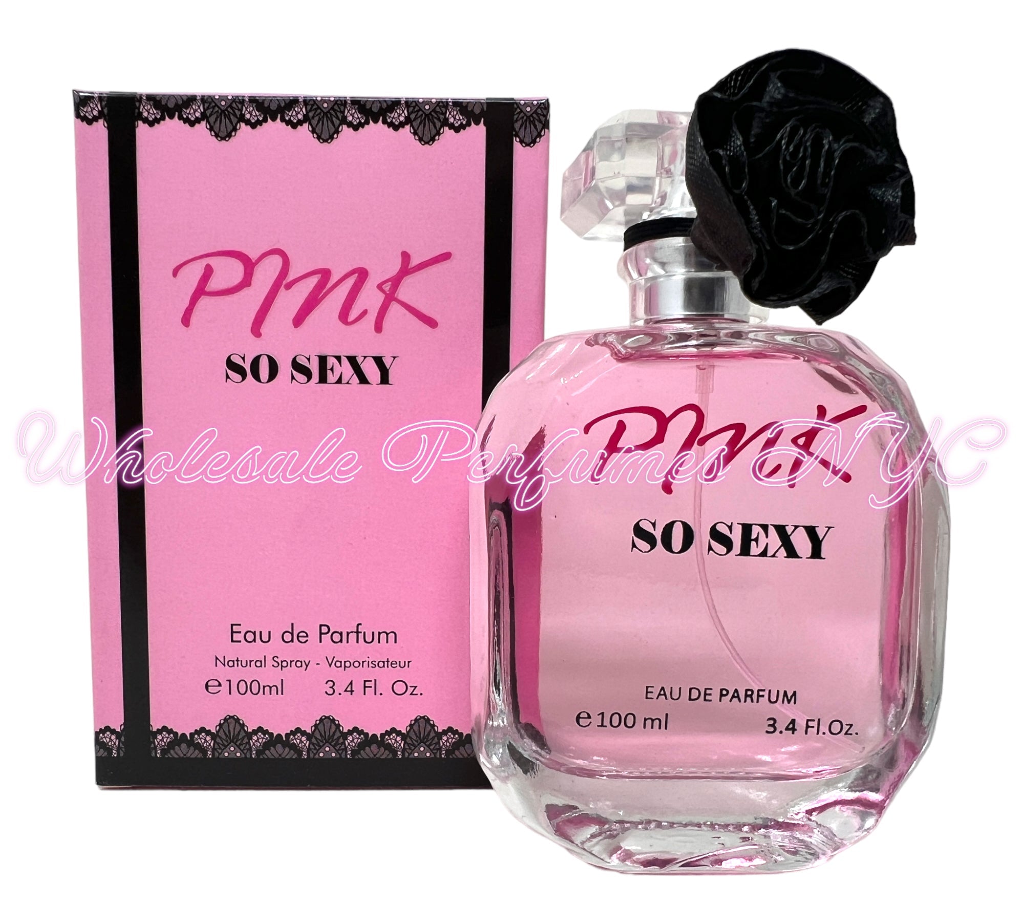 A stylish bottle of Pink So Sexy Eau de Parfum for Women by Urban Collection, showcasing its elegant design and vibrant pink color.