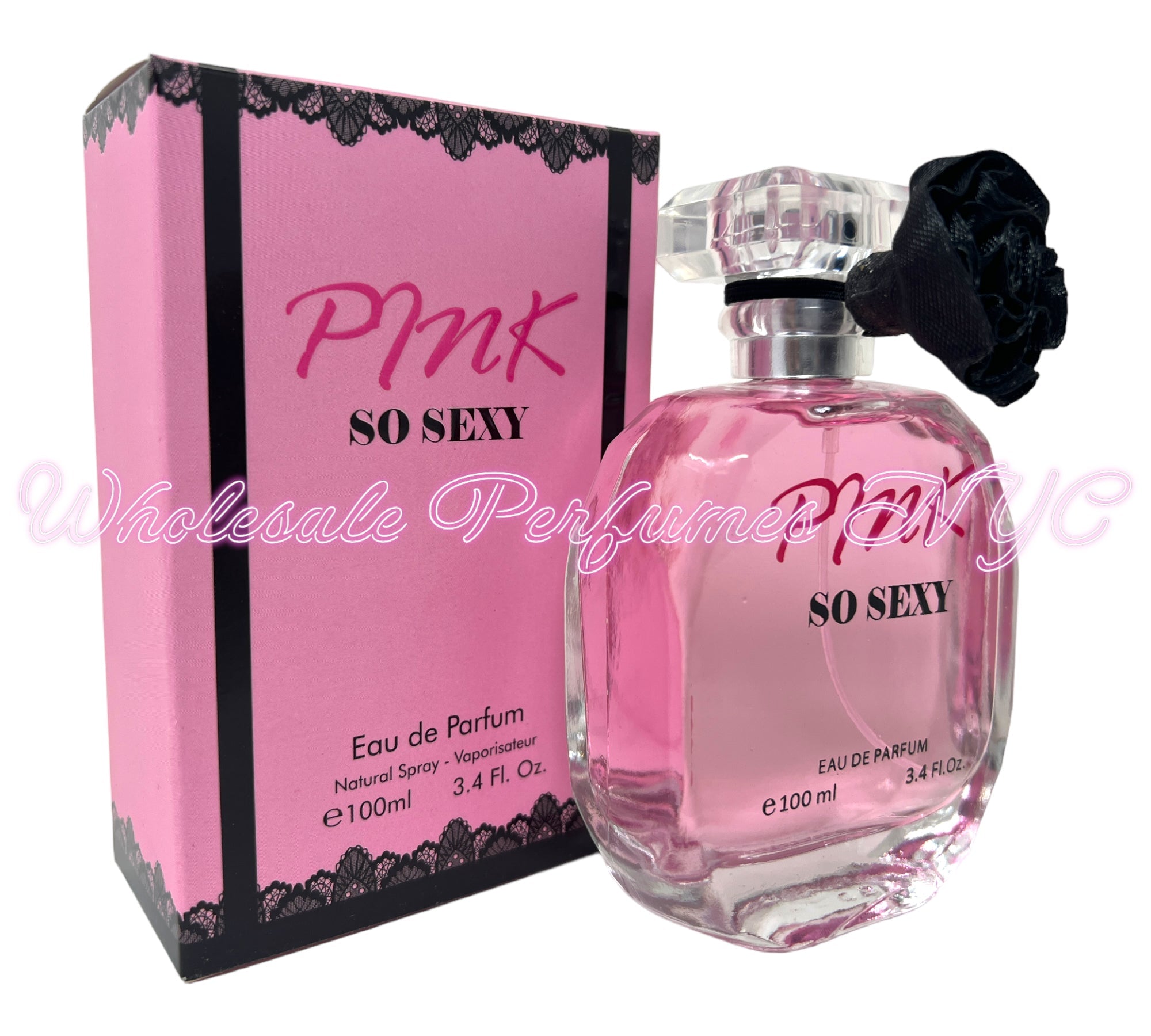 A stylish bottle of Pink So Sexy Eau de Parfum for Women by Urban Collection, showcasing its elegant design and vibrant pink color.