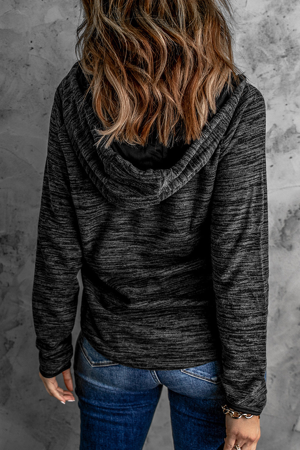 A stylish Pocket Design Buttoned Casual Hoodie in heathered and solid colors, featuring a buttoned front and long sleeves, perfect for casual wear.