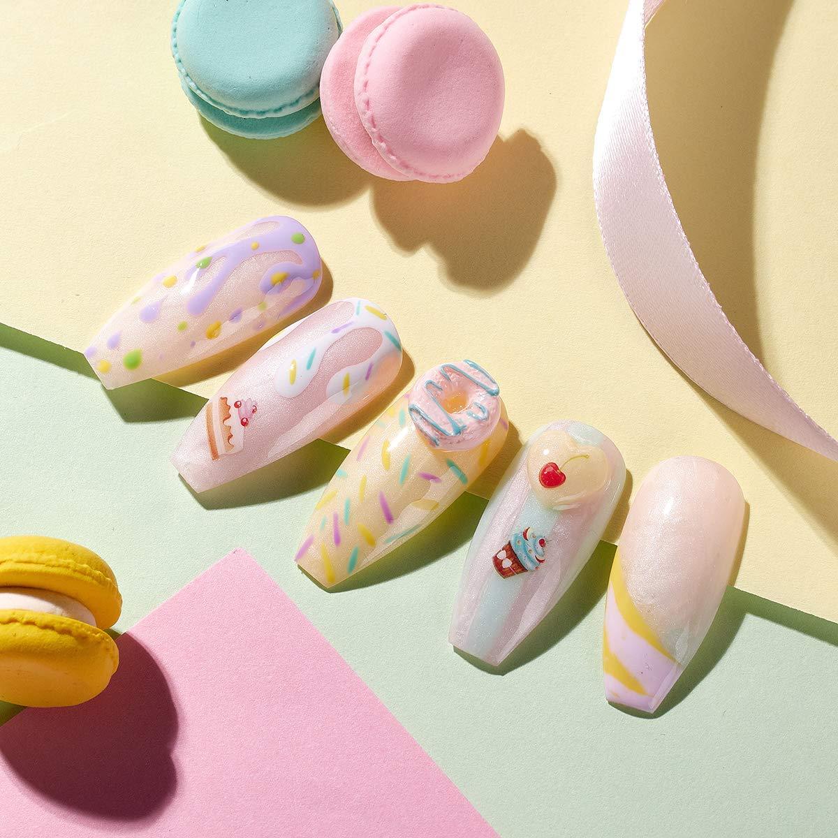 A vibrant set of Sweet Cravings Spring Color Poly Nail Extension Gel in various pastel shades, showcasing the 9PCS combo with 15ml tubes.