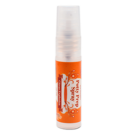 Travel-sized Potty Prep Spray in citrus scent, designed to eliminate bathroom odors.