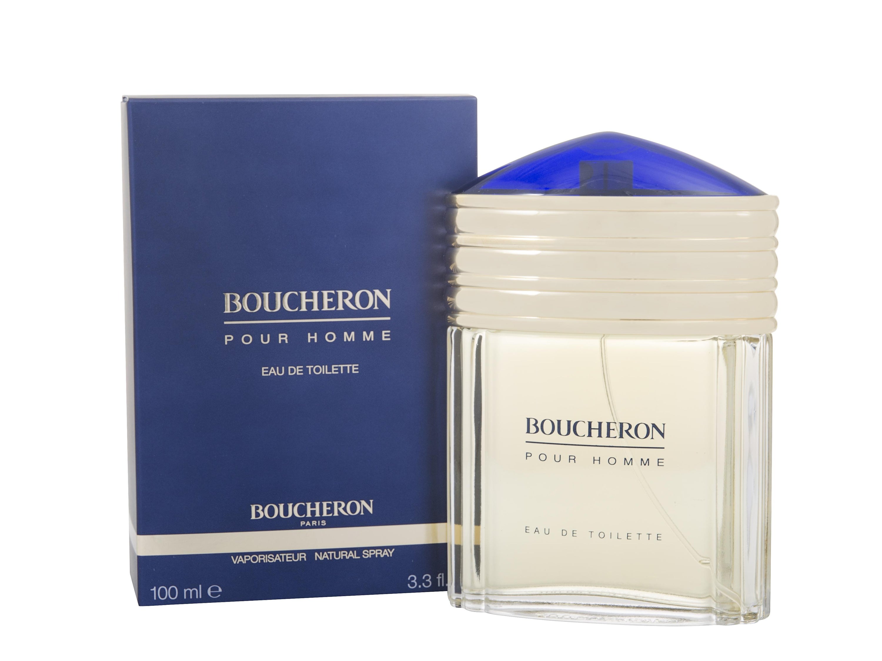 Boucheron Pour Homme Eau de Toilette bottle showcasing its elegant design and refreshing citrus aroma.