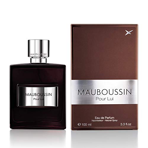 Mauboussin Pour Lui Eau de Parfum bottle elegantly displayed with a sophisticated design.