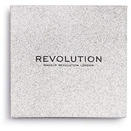 Makeup Revolution Pressed Glitter Eyeshadow Palette featuring 9 vibrant glitter shades in a sleek compact.