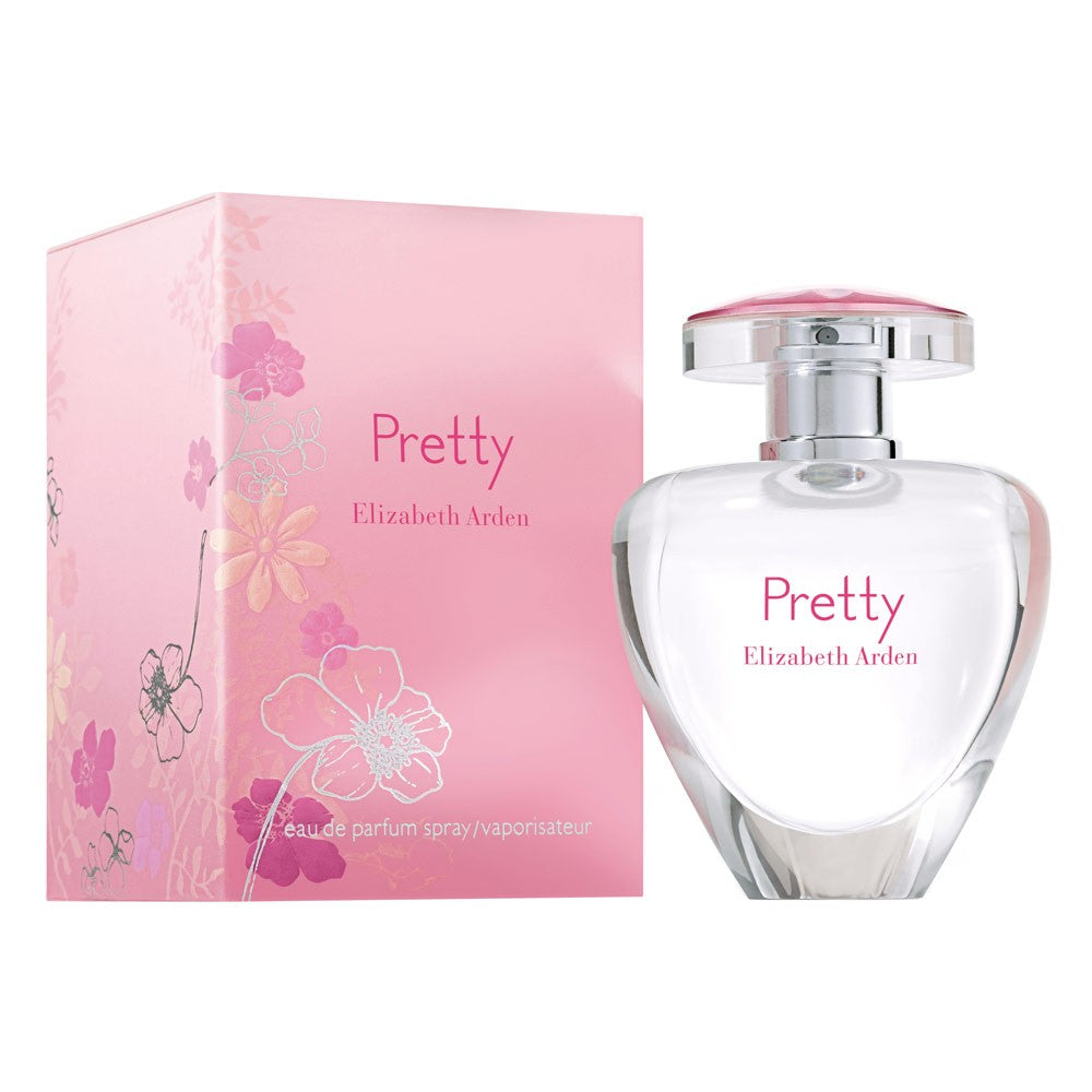 Pretty Eau de Parfum by Elizabeth Arden in an elegant bottle, showcasing its floral essence.