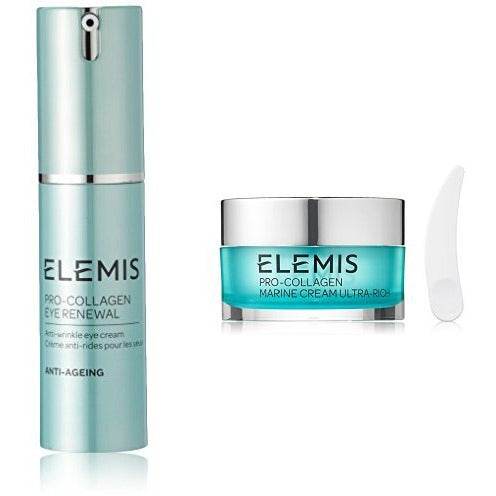 Elemis Pro-Collagen Eye Renewal Cream in a sleek jar, showcasing its luxurious texture and packaging.