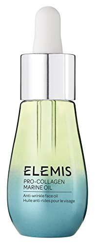 Elemis Pro-Collagen Marine Oil bottle with a dropper, showcasing its luxurious design and golden liquid.