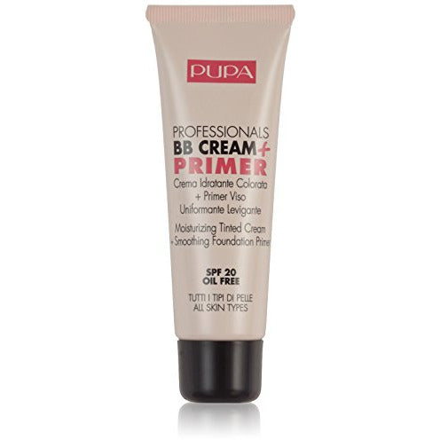 Pupa Professionals Oil Free BB Cream + Anti Eta SPF30 in shade 002 Sand, showcasing the sleek packaging and creamy texture.