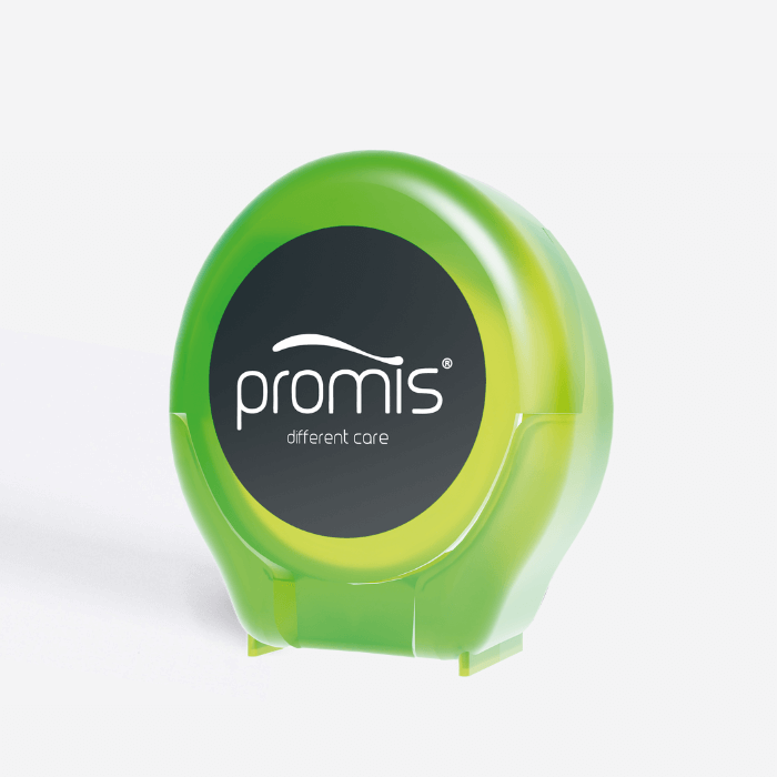 Promis floss packaging showcasing eco-friendly design and natural ingredients.