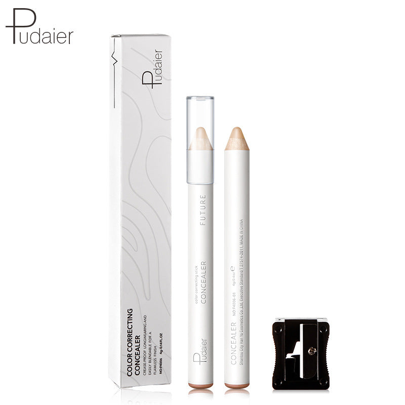 Pudaier Brightening and Correcting Concealer Pen with built-in sharpener, showcasing its sleek design and applicator tip.